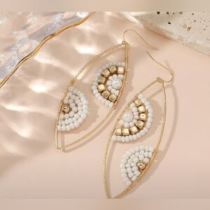2 For 25$ NEW! Elegant Gold and White Beaded Earrings